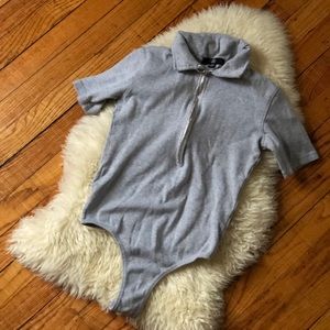 Zip-front short-sleeved bodysuit